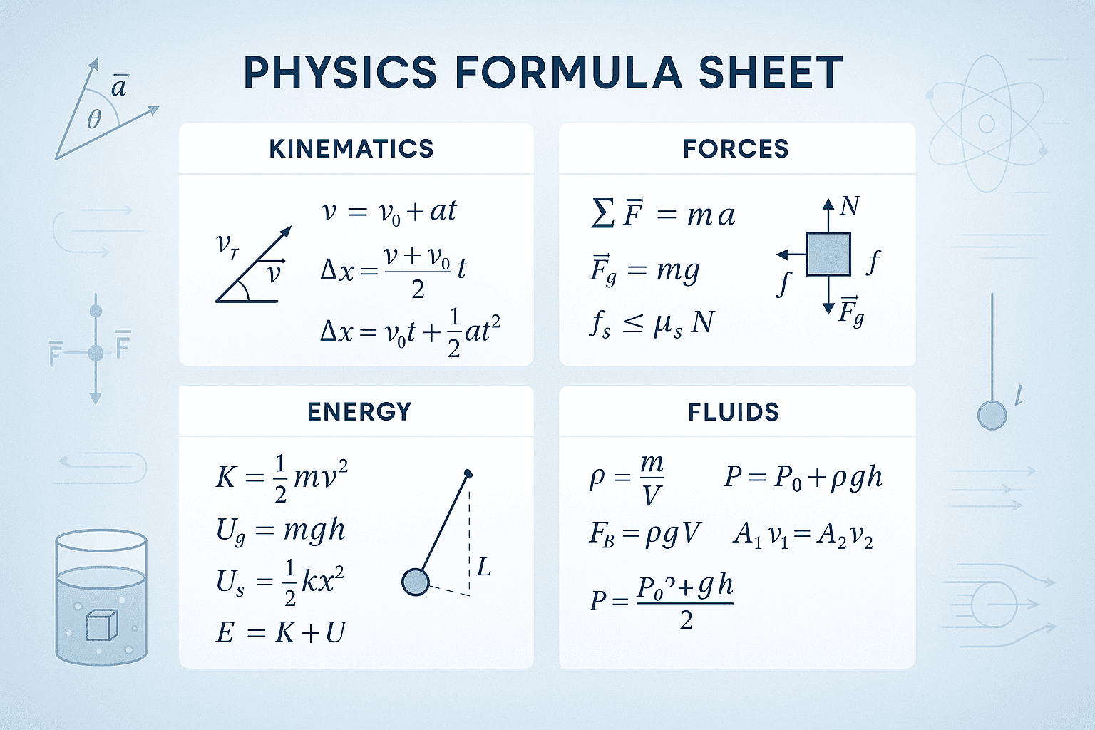 AP Physics 1 Formula Sheet: Every Equation for 2026