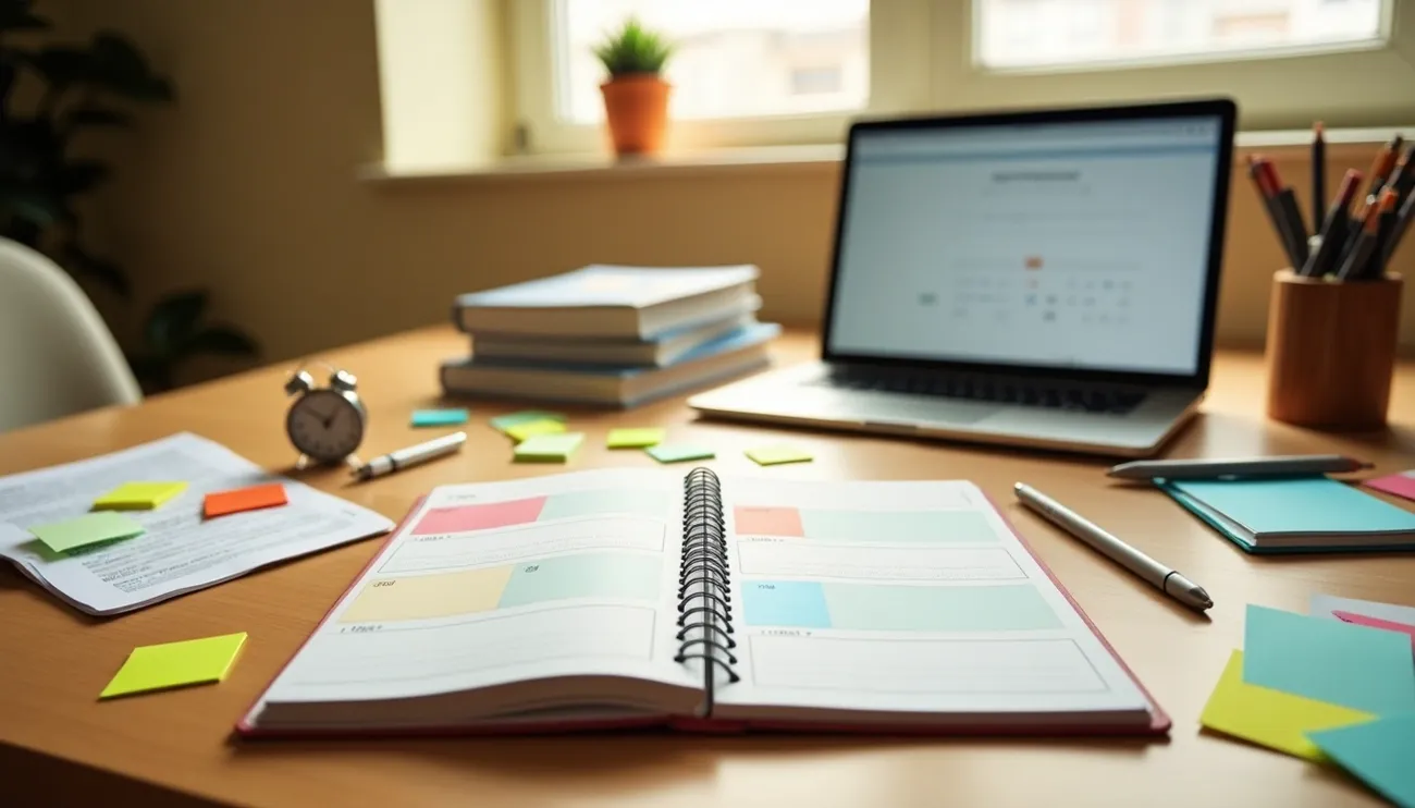 Student creating effective five day exam preparation study plan